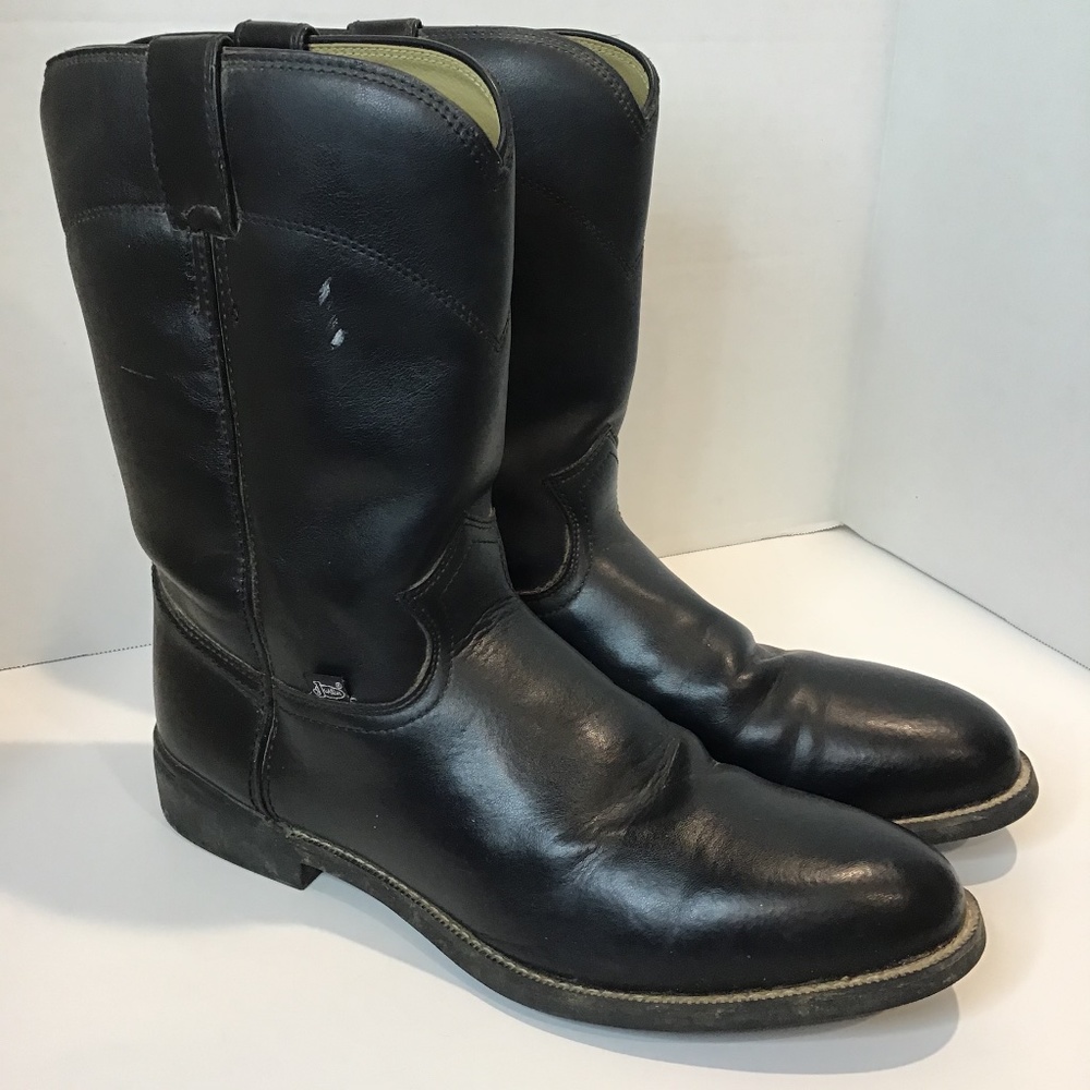 Justin Basics Temple Black Cowboy Boots Sz 13D